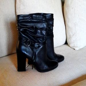 Guess black leather boots NWB
